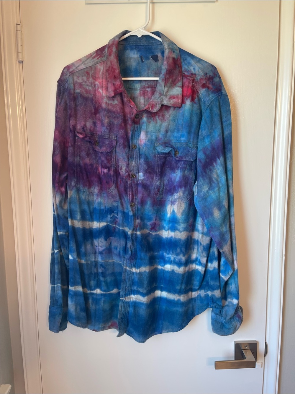 Women’s Tie-Dye Button-Down Shirt in Blue & Purple